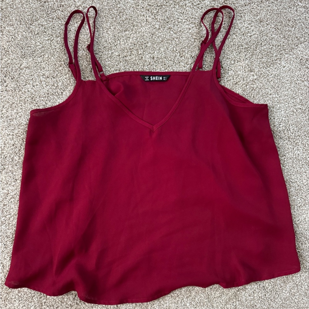 SHEIN Red Sleeveless Crop Camisole Sz. Large